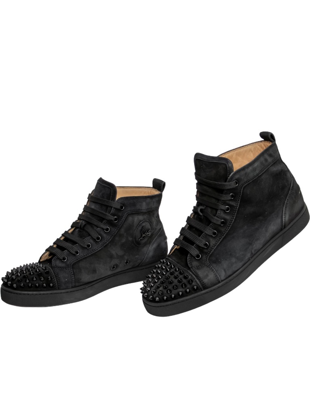 Christian Louboutin Louis Black Suede Spikes High Top Sneakers Men's EU 43 US 10